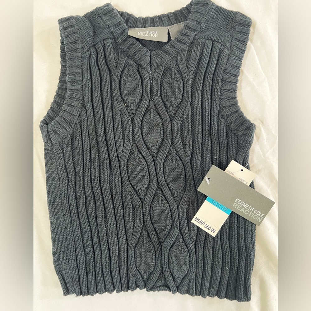 🔥KENNETH COLE REACTION BABY SLEVELESS SWEATER SIZE 24 MONTHS 100% COTTON ,NWT